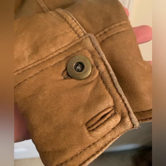 Coldwater Creek Butter Soft Tan Leather Jacket Adult Size 12 Large Preloved - Picture 6 of 12